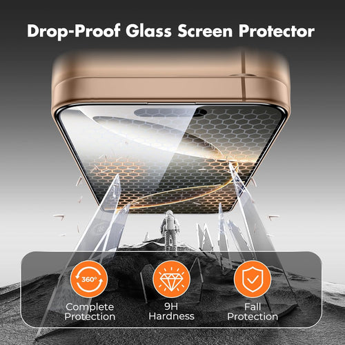 UNBREAKcable Screen Protector for iPhone 16 Pro, Pack of 3, HD Tempered Glass Screen Protector [Full Coverage] [Easy Installation][Free Bubbles][Only for Apple iPhone 16 Pro]