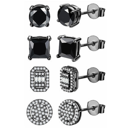 ZELORES 4 Pairs Sterling Silver 5A CZ Stud Earrings for Women 14K Gold Plated Brilliant Celtic Heart Big Stud Earrings Set Cubic Zirconia Earrings Studs for Sensitive Ear