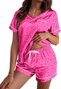 Ekouaer Silk Pajama for Women Short Sleeve Satin Pj Set Two Piece Soft Sleepwear Loungewear S-XXL