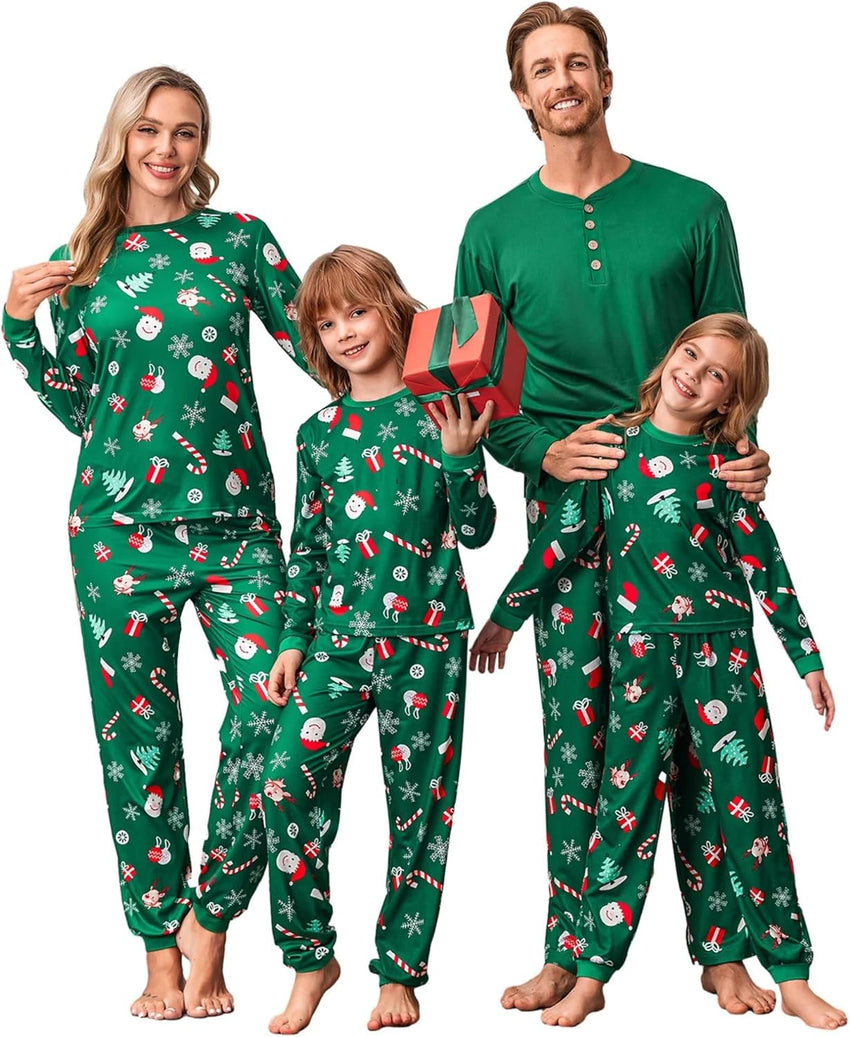 Ekouaer Family Christmas Pajamas Matching Sets Womens Mens Pjs Long Sleeve Sleepwear Holiday Lounge Sets