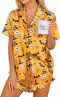 Ekouaer Womens Satin Pajamas Set Button Down 2 Piece Silk Pjs Shorts Set Ruffle Lingerie Notch Collar Sleepwear