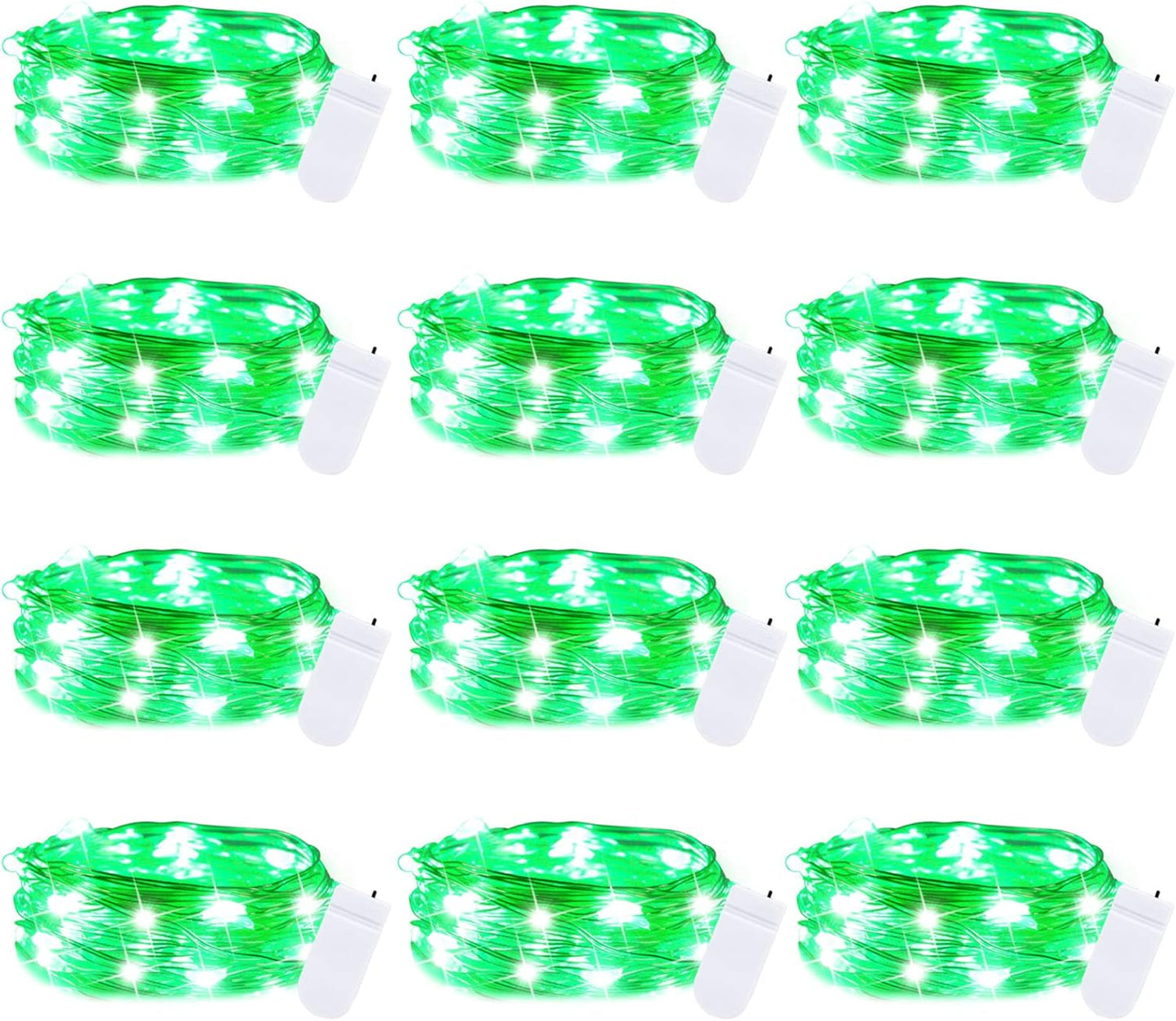 Brightown 12 Pack LED Fairy Lights Battery Operated String Lights - 7ft 20LED Waterproof Silver Wire Firefly Starry Moon Lights for DIY Crafts Wedding Table Centerpieces Party Bedroom Christmas