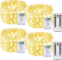 4 Pack 60 LED Fairy Lights Battery Operated with Timer, 20FT Waterproof Twinkle Lights Indoor Outdoor, Cuttable String Lights for Bedroom, Wedding, DIY, Centerpiece, Christmas Decorations (Warm White)