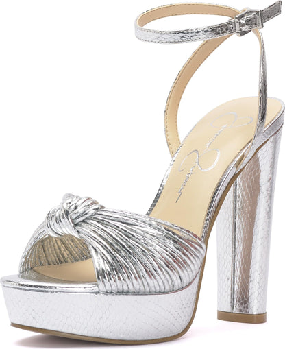 Jessica Simpson Womens Immie Platform Sandal with Ankle Strap, Silver, 5Jessica Simpson Womens Immie Platform Sandal with Ankle Strap, Silver, 5