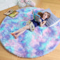 Amdrebio Light Pink Round Rug 4Ft for Girls Bedroom, Fluffy Circle Area Rugs for Kids Room Decor Aesthetic, Cute Shag Fuzzy Carpet for Nursery, Preppy Dorm, Classroom, Playroom, Teen, Baby, Washable