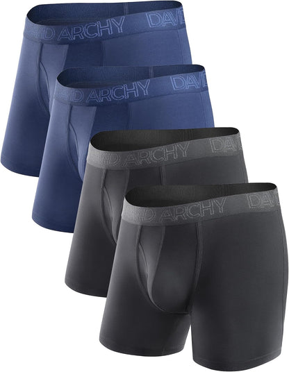 DAVID ARCHY Mens Underwear Boxer Briefs Breathable Soft Moisture-Wicking with Fly Underwear for Men Multipack