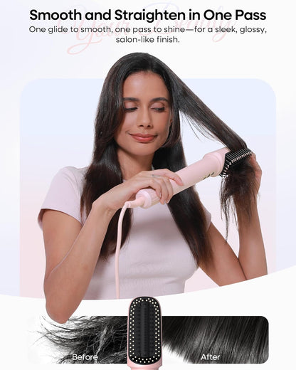 7 in One Hair Dryer Brush with Auto Wrap Curlers, Negative Ionic, No Heat Damage, Blow Dryer, Fast Drying & Frizz-Free Styling, Hot Air Styler, Straightener&Volumizing Brush with Storage Bag