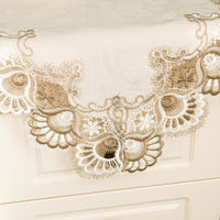 Lace Small Square Tablecloth Embroidered Farmhouse Table Cloth with Macrame Border Side Table Cover for Dresser Beside Table Nightstand Stone 24x24 inch