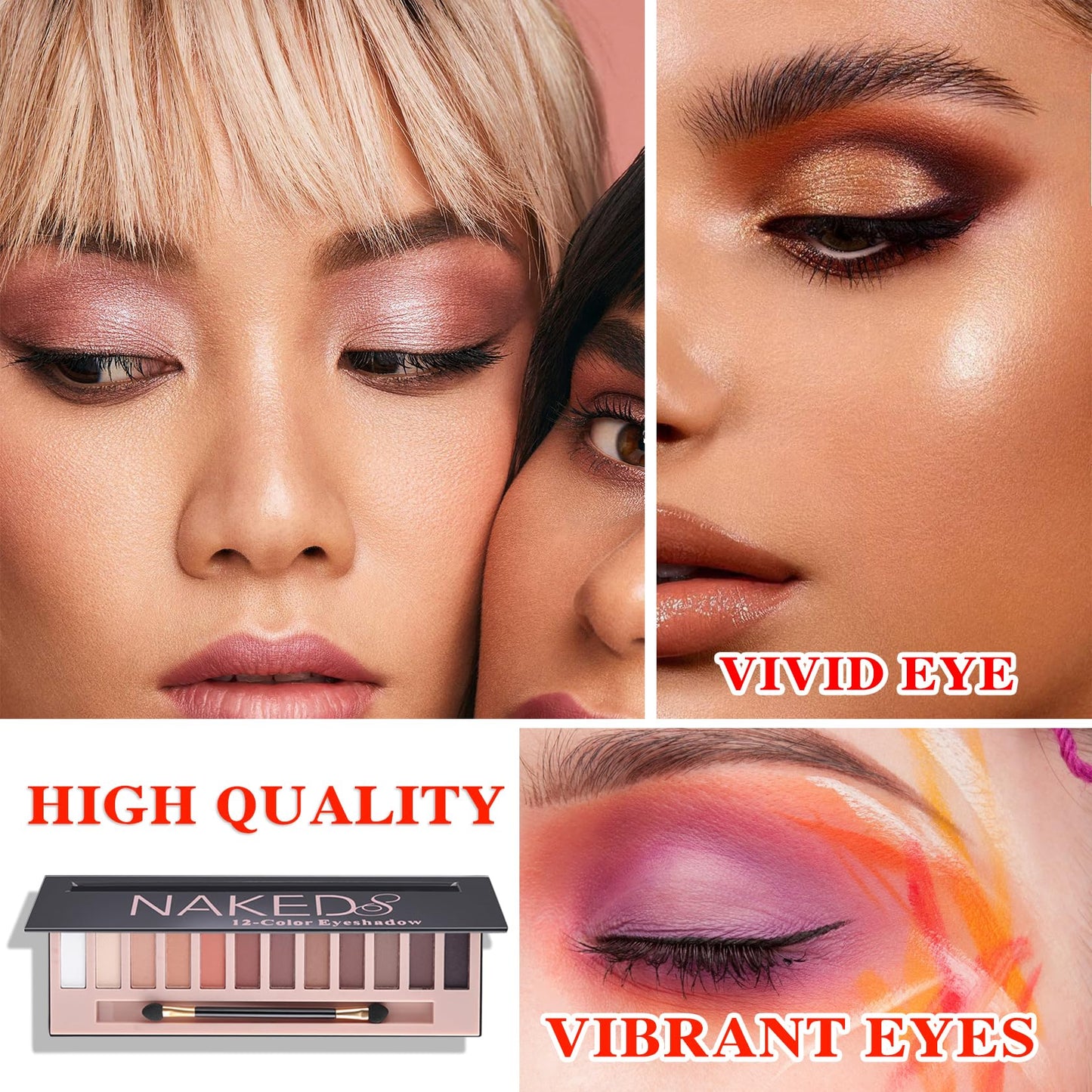 LZYLLS 12 Shades Nude Matte Eyeshadow Palette,Shimmer Naked Eyeshadow Palette,Eye Shadow Palette Natural Flash Waterproof Durable Smoked Professional Makeup Palette With Brush(Matte)