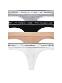 Victoria's Secret Women's Cotton Logo Thong Underwear, Panties for Women, Multi Pack (XS-XXL)