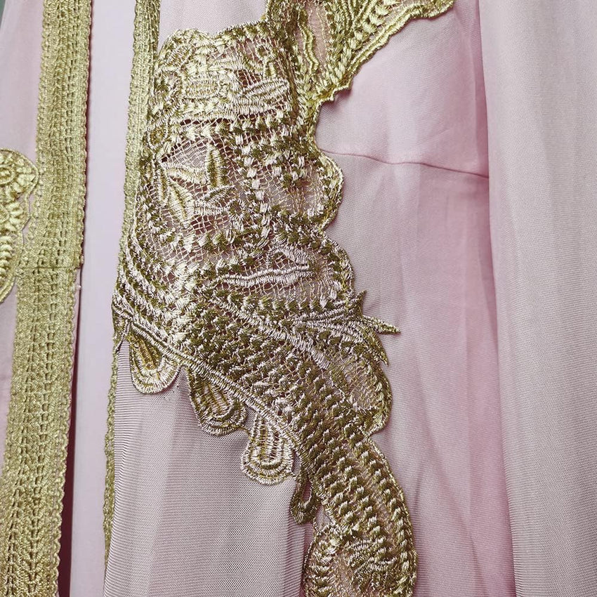 Embroidery Jalabiya Chiffon Abaya Dress for Women Dubai Sadui Muslim Eid Clothes