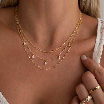 Layered Necklaces for Women, Dainty 14K Gold Plated Circle Peadant Chain Necklace Set Simple Paperclip Stacked Necklaces for Women Trendy Gold Jewelry
