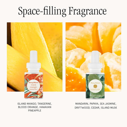 Pura Smart Home Fragrance Device Starter Set - Pura 4 - Scent Diffuser for Home - Includes Fragrance Aroma Diffuser - Square Box, Maui Mango and Signature Island Blend Scent Refills
