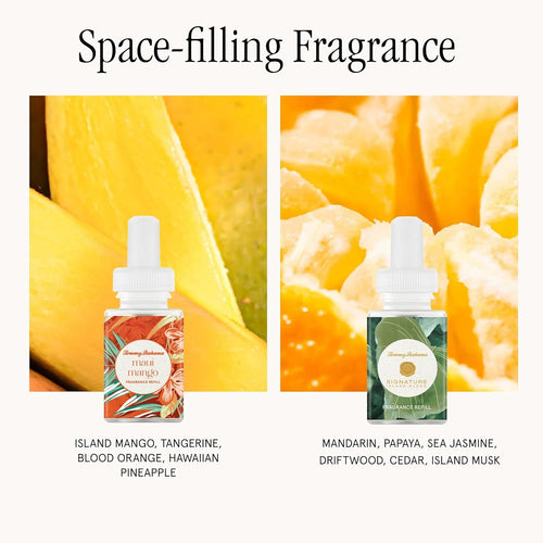 Pura Smart Home Fragrance Device Starter Set - Pura 4 - Scent Diffuser for Home - Includes Fragrance Aroma Diffuser - Square Box, Maui Mango and Signature Island Blend Scent Refills