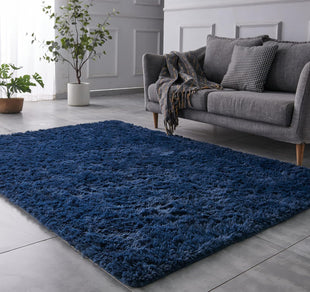 TABAYON Shaggy Navy Blue Rug, 2x3 Area Rugs for Living Room, Anti-Skid Extra Comfy Fluffy Floor Carpet for Indoor Home Decorative