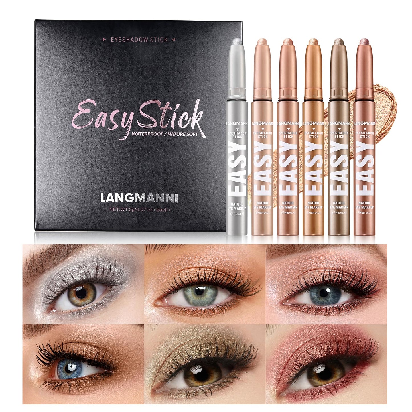 Jolilab Eyeshadow Stick Set, 8 Colors Matte Professional Bright-Colored Contouring and Highlight Eyeshadow Stick, Cream Waterproof Long Lasting High Pigmented Eye Shadow. (8, EYESHADOW B)