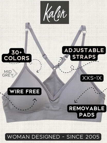 Kalon Women’s 4 Pack Racerback Sports Bralette Seamless Wireless Comfort Bra