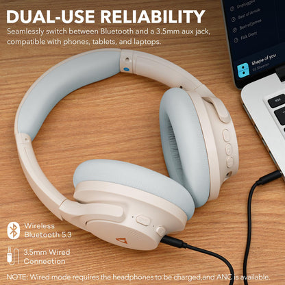 1Mii Y8+ Noise Cancelling Headphones Bluetooth, Wireless LDAC Hi-Res Audio, Custom EQ via App, 75H Playtime, Comfort Fit, Over Ear Headphones Foldable for Airplane Travel Home Office Black