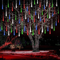 Kwaiffeo Christmas Lights Outdoor, 8 Tubes Meteor Shower Lights LED Snow Falling Icicle Cascading Light for Xmas Tree Wedding Decoration Party, UL Plug, White