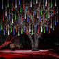 Kwaiffeo Christmas Lights Outdoor, 8 Tubes Meteor Shower Lights LED Snow Falling Icicle Cascading Light for Xmas Tree Wedding Decoration Party, UL Plug, White
