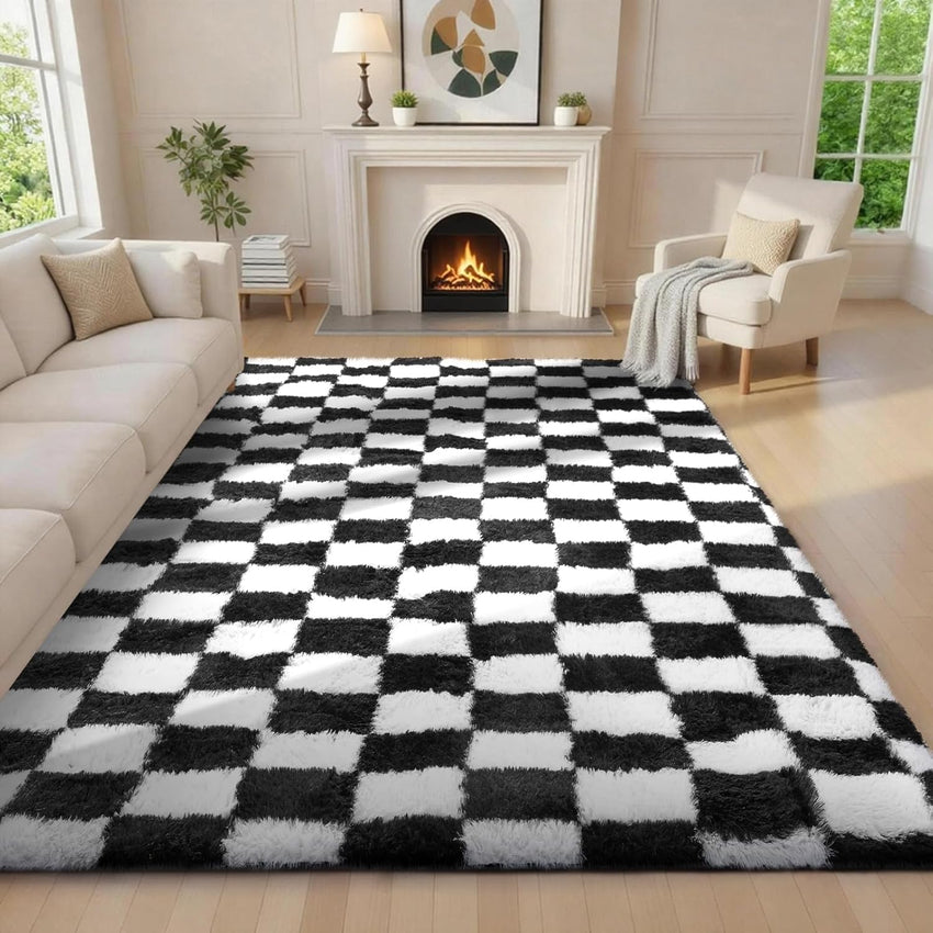 Ophanie Area Rugs for Living Room Bedroom, Upgrade Non-Slip Fluffy Soft Grey Shag Carpet, Indoor Floor Gray 4x6 Fuzzy Shaggy Living Room Plush Rug for Kids Home Dorm Decor Aesthetic