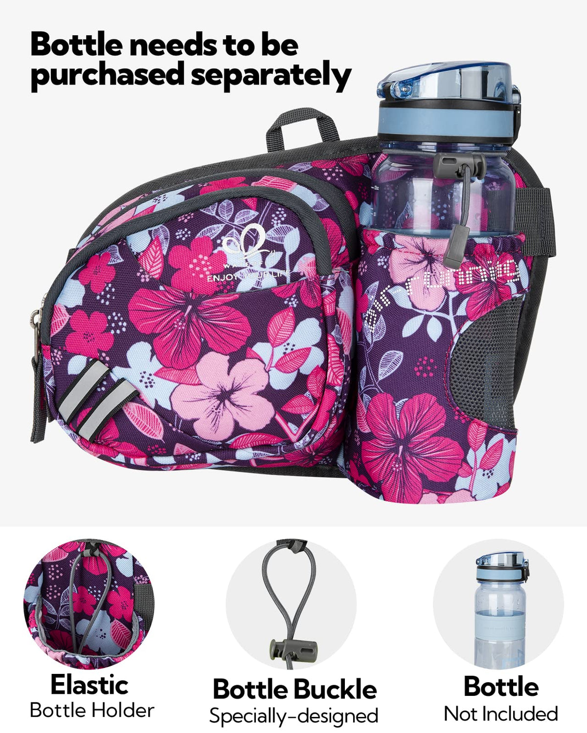 WATERFLY Fanny Pack Waist Bag: Waist Pack for Women Men with Water Bottle Holder Hiking Fanny Pack for Running Walking DogWalking Travel Cycling