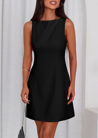 PRETTYGARDEN Womens Formal Short Dresses 2025 Summer Sleeveless Boat Neck A Line Elegant Mini Cocktail Party Dress