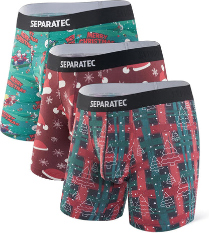 Separatec Mens Underwear with Pouch Moisture Wicking Dual Pouch Boxer Briefs Rayon From Bamboo Underwear Men, Halloween Theme