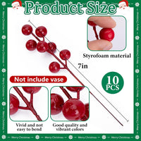 Watayo 45 Pcs Christmas Artificial Pine Branches with Red Berry Stems, 10.5" Faux Evergreen Norfolk Pine Cypress Leaves Stems, Fake Foliage Pine Needles Picks for DIY Craft Garland Home Decor