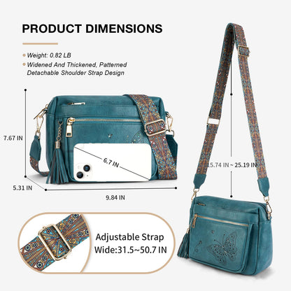 KITEVIUN Crossbody Bags for Women Trendy Leather Crossbody Purse Shoulder Handbags Butterfly Design