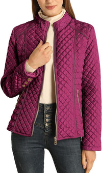 Bellivera Women's Stand Collar Lightweight Quilted Puffer Jacket Padded Zip Coat for Spring and Winter