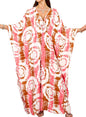 Women Kaftan Dresses Plus Size V-Neck Batwing Sleeves Beach Cover Up 2025 Summer Floral Print Caftan Dress