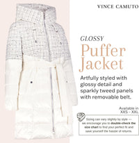 Vince Camuto Hooded Women's Puffer Jacket Womens Winter Coat with Removable Belt