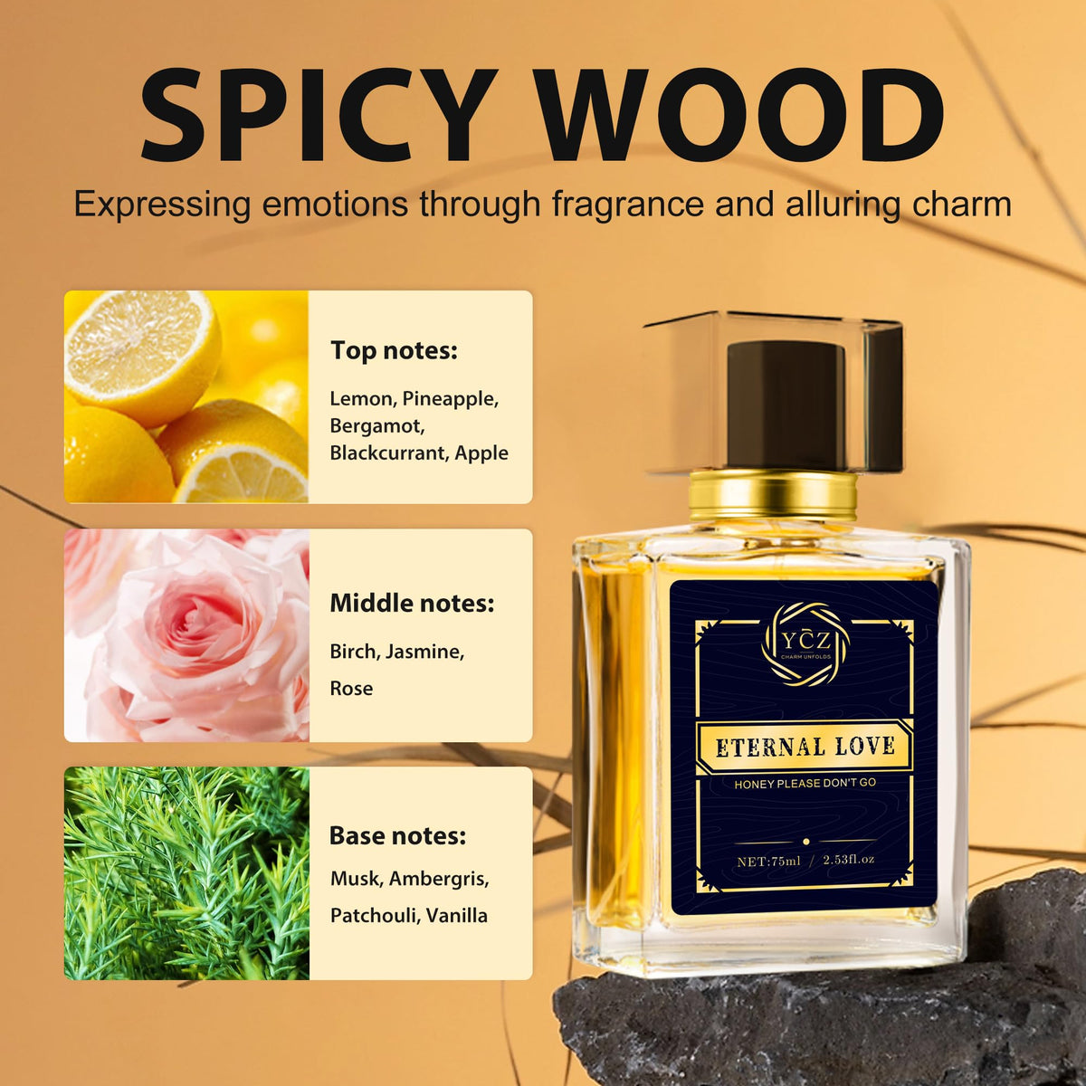 Ycz Midnight Marine Eau de Parfum for Men, 1.7 Fl Oz (50 mL), Long-Lasting Cologne, Fresh Marine & Woody Fragrance with Grapefruit, Ginger and Cedar Notes for Daily Wear, Date Night and Gifts
