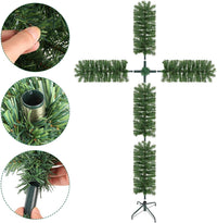 6ft Christmas Cross Tree with 100 Lights and a White Silk Scarf Christmas Decorations Jesus Christ Catholic Cross Decor He is Risen for Outdoor Home Decor (6 ft)