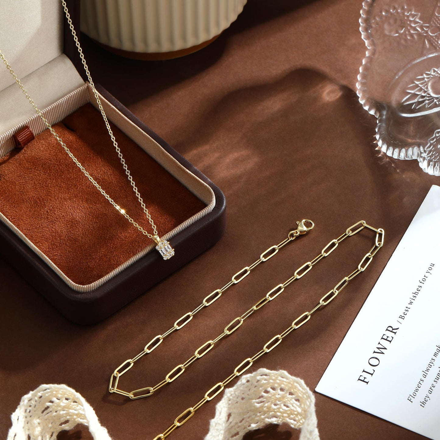 Coshilta Layered Gold Necklaces for Women, 14K Plated Gold Sterling Silver Plated Dainty Pendant Necklace Set with Cubic Zirconia,Stackable Chain Choker,Trendy Personalized Jewelry Gift Non Tarnish