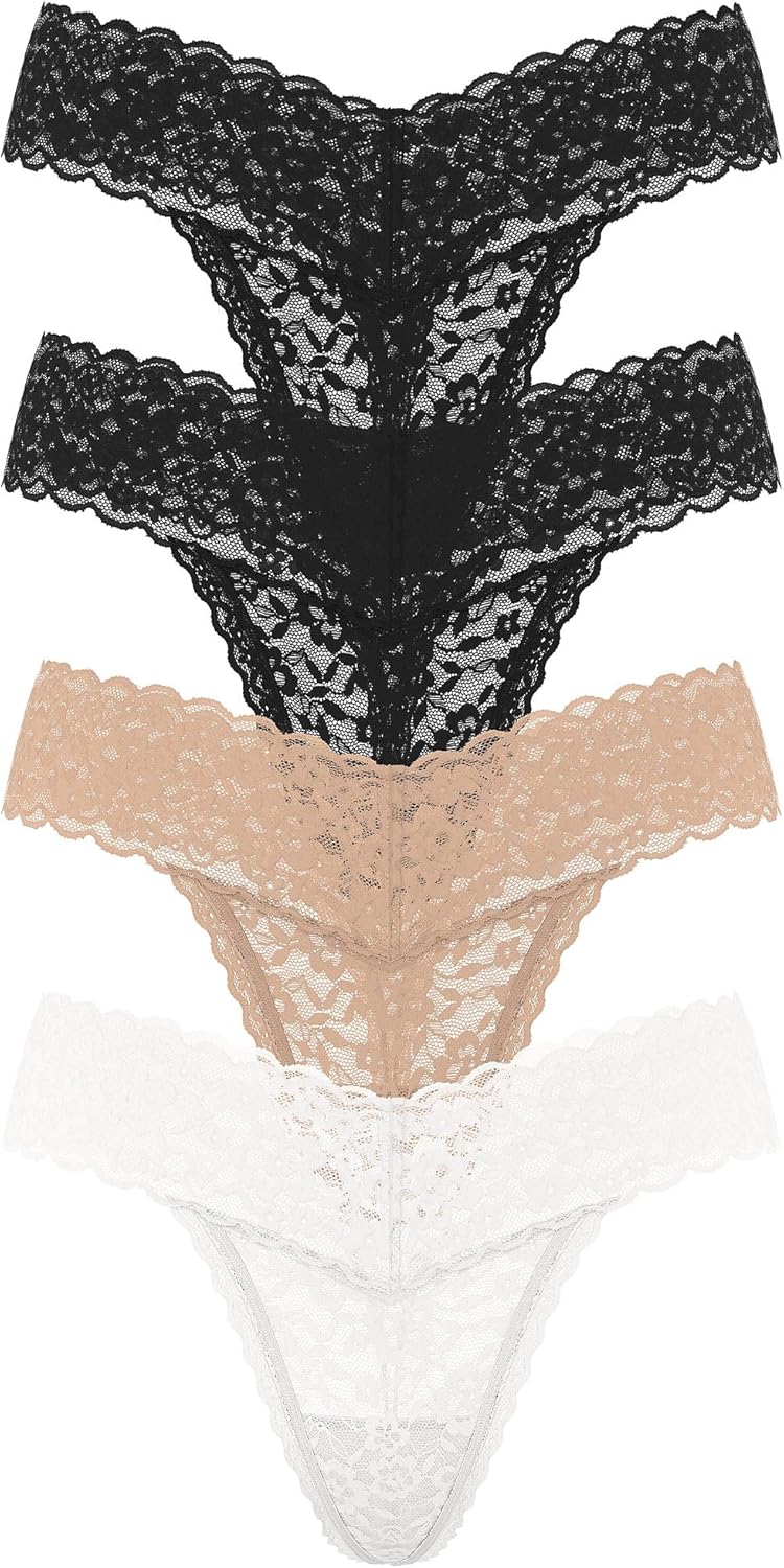 Victoria's Secret Women's Lace Thong Underwear, Panties for Women, Multi Pack (XS-XXL)