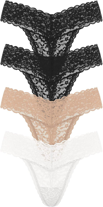 Victoria's Secret Women's Lace Thong Underwear, Panties for Women, Multi Pack (XS-XXL)