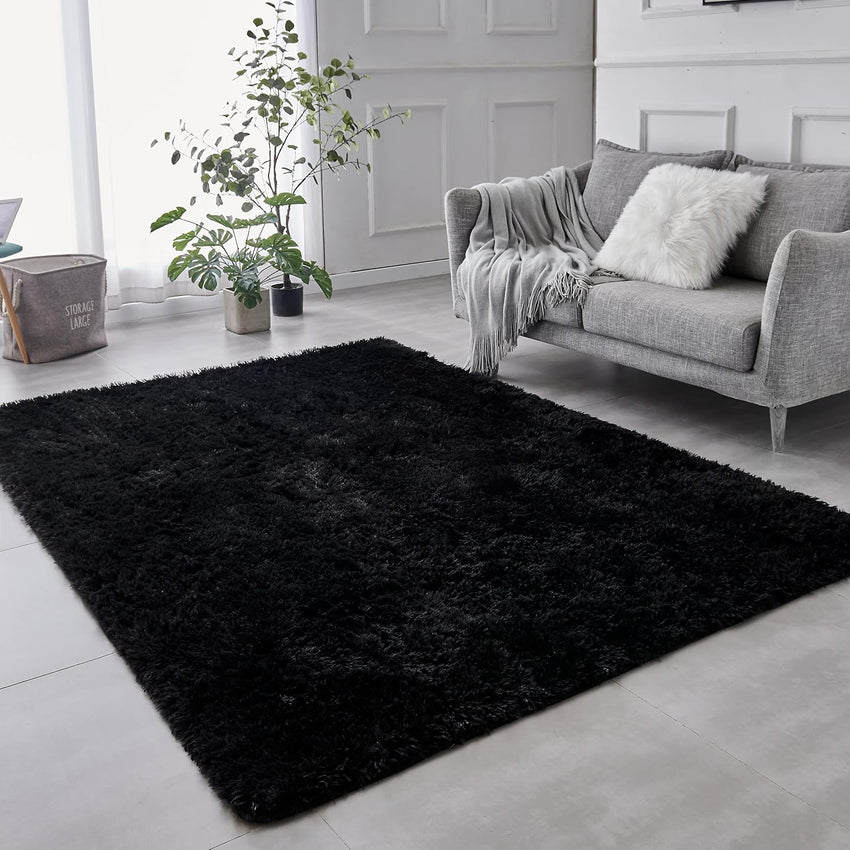 TABAYON Shaggy Navy Blue Rug, 2x3 Area Rugs for Living Room, Anti-Skid Extra Comfy Fluffy Floor Carpet for Indoor Home Decorative