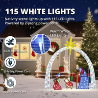 Outdoor Nativity Scene Set Christmas Decorations, 52" H Lighted Arch Holy Family Holiday Yard Decors Set, 115 Warm White LED Lights, Classic Xmas for Lawn, Garden, Easy Assembly