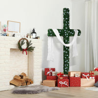 74-Inch Lighted Christmas Cross Tree with 200 Cool White LED String Lights, Religious Indoor Holiday Decor with Scarves & Vines – Christian Catholic Jesus Home Decoration