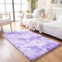 duduta Navy Blue Fluffy Plush Runner Rugs 2x6 ft Tie Dye Rectangle Shag Rug for Bedroom Dorm Living Room Kids Room, Machine Washable Anti-Slip