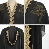 IKADEX Women Muslim Cardigan Hijab Dress Batwing Hot Drilling Chiffon Kimono Islam Kaftan Robe African Dresses