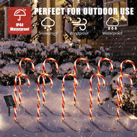 Christmas Decorations Outdoor, 10 Pcs Candy Cane Lights, 21'' Solar Pathway Lights with 8 Lighting Modes, Waterproof Garden Lights for Christmas Patio Yard Walkway Decorations