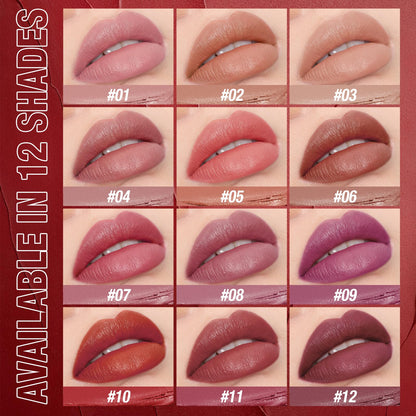 Jolilab 12Pcs Velvet Matte Lipstick Nude Matte Soft Dark Color Stick High Pigmented Long-Lasting Waterproof Lip Stick Lip Balm Beauty Cosmetics Gift for Girls and Women(01#-12#)