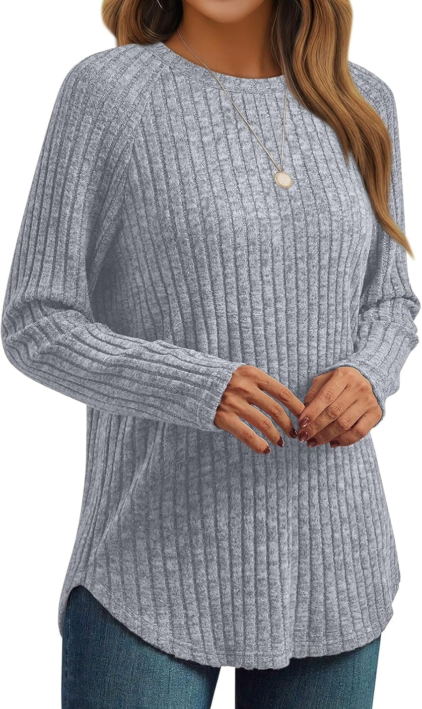 7DAY'S Womens Long Sleeve Shirts Fall Fashion Tops 2025 Crewneck Dressy Sweaters Tunic Winter Clothes Casual Outfits