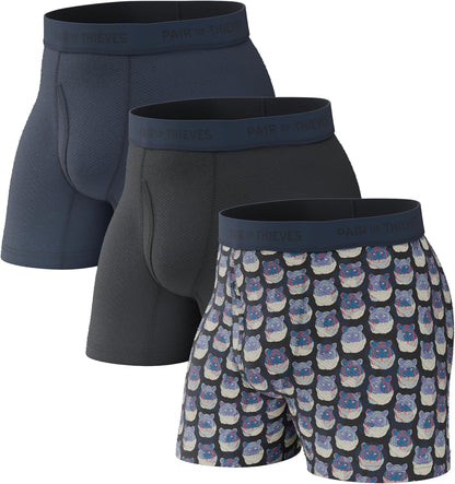 Pair of Thieves Super Fit Men's Boxer Briefs – Soft, Breathable, Quick-Dry Underwear with 4-Way Stretch (2 & 3 Pack)