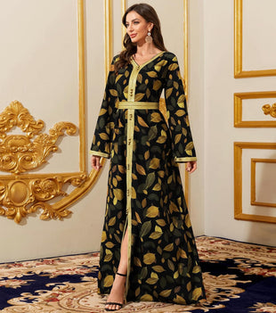 Embroidery Abayas for Women Muslim Moroccan Floral Maxi Kaftan Dress Arabic Islamic Dubai Robe Ramadan Prayer Clothes