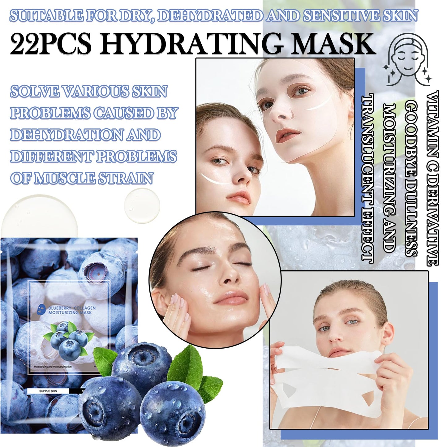LZYLLS 24 Pcs Clay Face Mask with Brush,Hydrating Mud Face Mask Set,Deep Cleaning Oil Control Clay Facial Masks for Blackheads Remover,Mud Facial Masks Skincare Gift Set