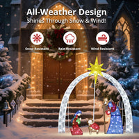 Outdoor Nativity Scene Set Christmas Decorations, 52" H Lighted Arch Holy Family Holiday Yard Decors Set, 115 Warm White LED Lights, Classic Xmas for Lawn, Garden, Easy Assembly